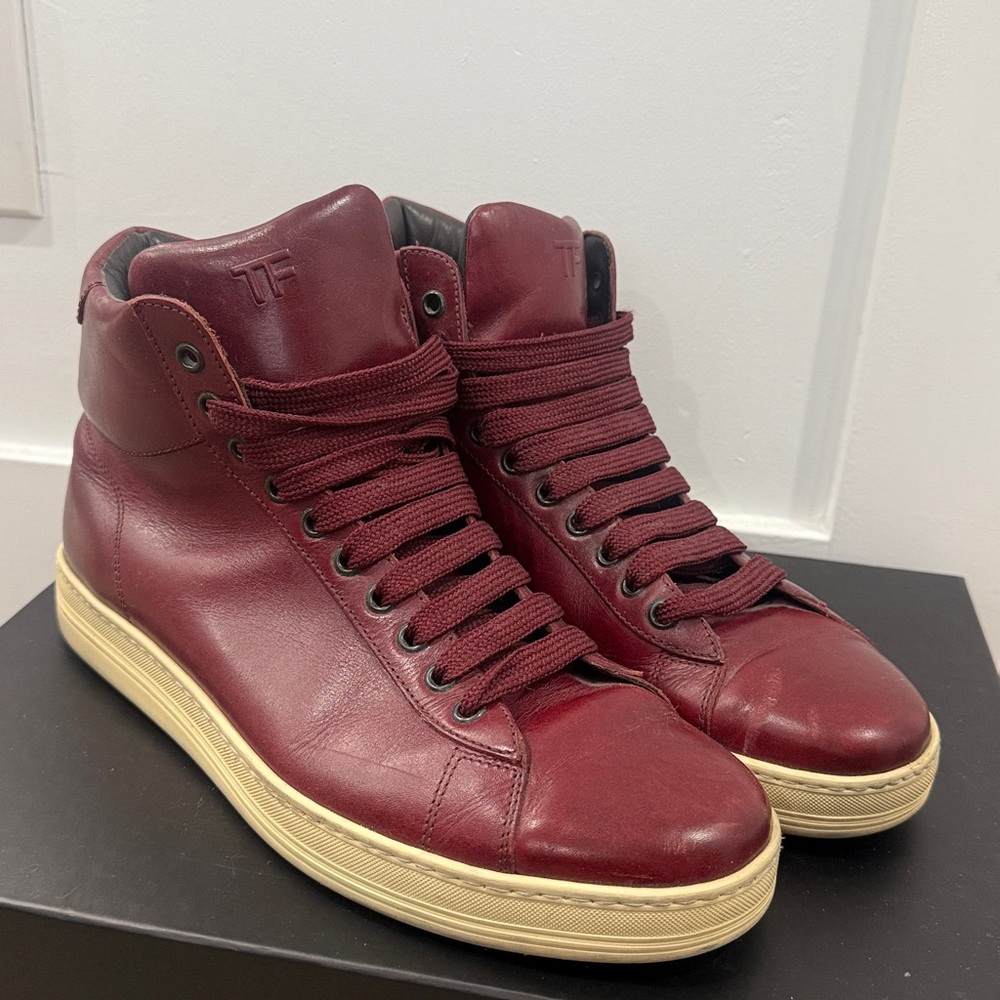 Tom Ford Burgundy High-Top Sneakers